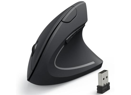 Anker 2.4G Wireless Vertical Ergonomic Optical Mouse for Work, Multi-Device Connectivity, 800/1200 /1600 DPI, 5 Buttons for Laptop, Desktop, PC - Black